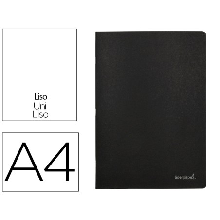 Libreta liderpapel tapa negra a4 80 hojas 60gr liso con doble margen