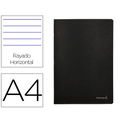 Libreta liderpapel tapa negra a4 80 hojas 60gr horizontal con doble margen