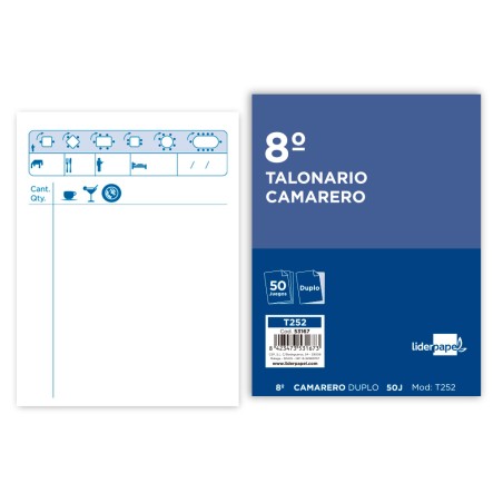 Talonario liderpapel camarero octavo original y copia t252 zig zag