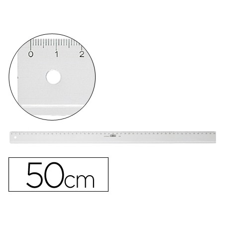 Regla m+r 50 cm plastico transparente