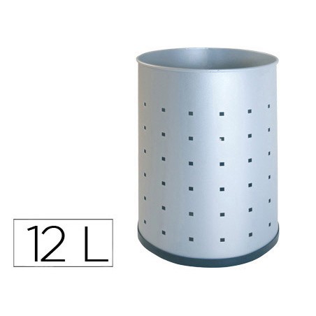 Papelera metalica 101-r plateada pintada perforada 315x215 mm