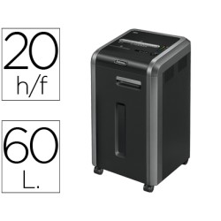 Destructora de documentos fellowes 225ci capacidad de corte 24 h destruye grapas clips cd y tarjetas 60 litros