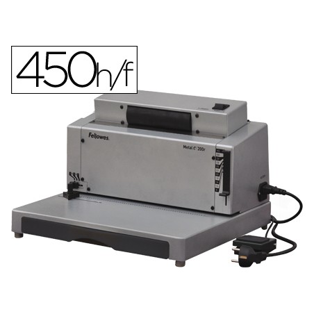 Encuadernadora electrica para espiral fellowes e-200r perfora 20 h encuaderna hasta 450 h paso 5:1