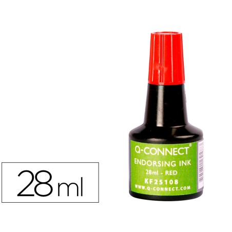 Tinta tampon q-connect rojo bote 28 ml