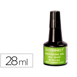 Tinta tampon q-connect negro bote 28 ml