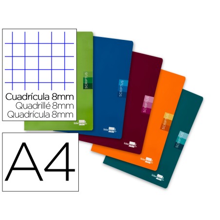 Libreta liderpapel scriptus a4 48 hojas 90gr cuadro 8mm con margen