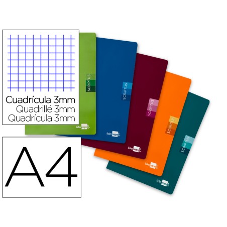 Libreta liderpapel scriptus a4 48 hojas 90gr cuadro 3mm con margen