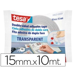 Cinta adhesiva tesa doble cara transparente 10 m x 15 mm