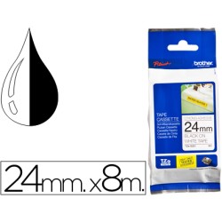 Cinta brother tzes251 blanco-negro 24mm longitud 8 m superadhesiva