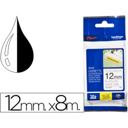 Cinta brother tzes231 blanco-negro 12mm longitud 8 msuper adhesiva