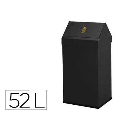 Papelera metalica basculante ganchos interiores aro inferior pvc ancho 32cm alto 65cm fondo 25cm capacidad 41l