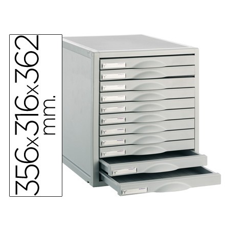Fichero cajones de sobremesa 8211c 356x316x362 mm 11 cajones color gris