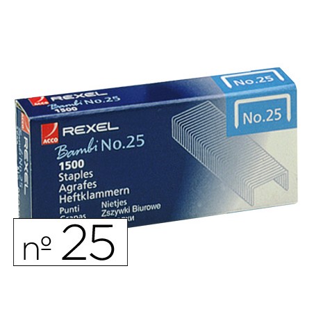 Grapas rexel nº25 21/4 caja de 1500 unidades