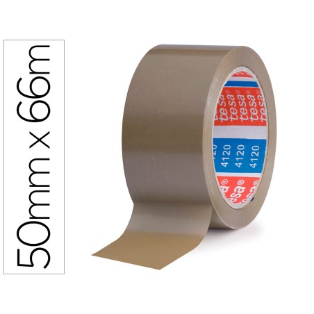 Cinta adhesiva tesa pvc color marron 66 m x 50 mm para embalaje