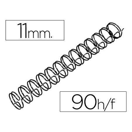 Espiral wire 3:1 11 mm n.7 negro capacidad 90 hojas caja de 100 unidades