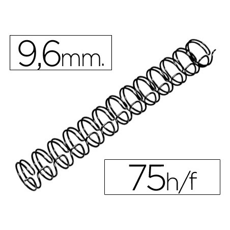 Espiral wire 3:1 9,6 mm n.6 negro capacidad 75 hojas caja de 100 unidades