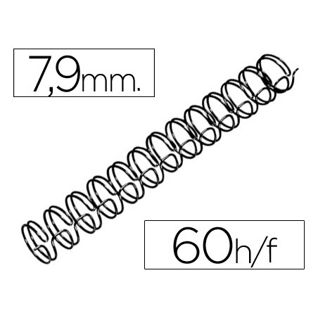 Espiral wire 3:1 7,9 mm n.5 negro capacidad 60 hojas caja de 100 unidades