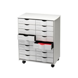 Mueble auxiliar paperflow para oficina negro 16 cajones en 2 columnas gris5x382 71,5x58x34,3 cm