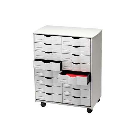 Mueble auxiliar paperflow para oficina negro 16 cajones en 2 columnas gris5x382 71,5x58x34,3 cm