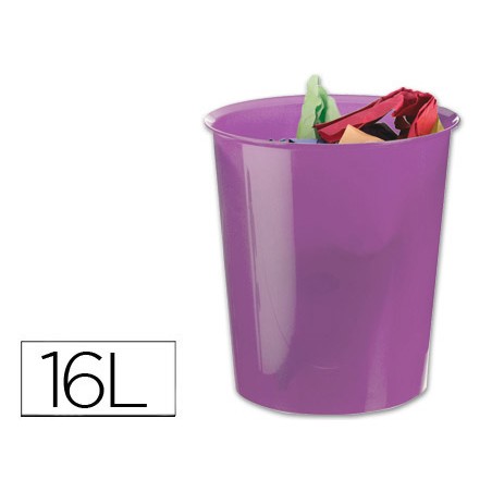 Papelera plastico archivo 2000 violeta translucido 16 litros 290x310 mm