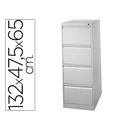 Fichero cajones de suelo metal 4 cajones 132 cm alto 65 cm prof 47,5 ancho gris 75 guias telescopicas antivuelco