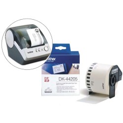 Etiqueta brother dk44205 cinta papel continuo adhesiva removible blanca 62x30,48 m