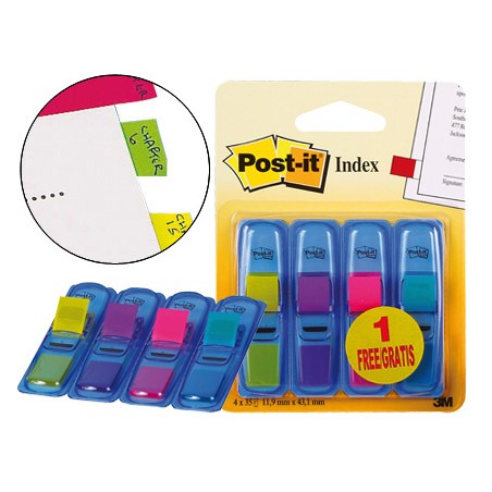 Banderitas señalizadoras post-it 3+1 gratis clipstrip
