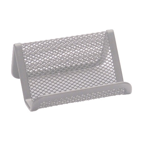 Portatarjetas q-connect metalico plata 11x7,5x5 cm