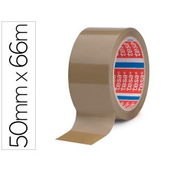 Cinta adhesiva tesa marron polipropileno 66 m x 50 mm para embalaje