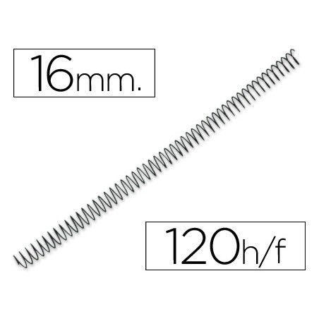 100 Unidades - Espiral metalico yosan negro paso 64 5:1 16 mm calibre 1,20 mm