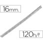 100 Unidades - Espiral metalico yosan negro paso 64 5:1 16 mm calibre 1,20 mm