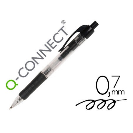 Boligrafo q-connect retractil con sujecion de caucho tinta aceite 0,7 mm color negro