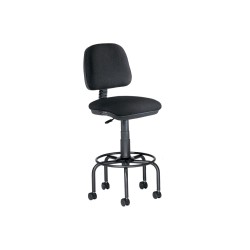 Taburete con respaldo rocada para mesa de dibujo negro regulable en altura hasta 725 mm tela ignifuga
