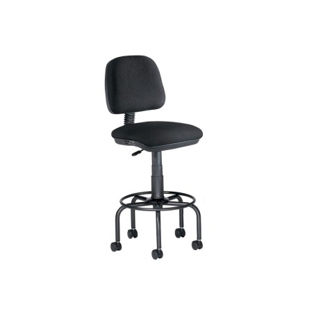 Taburete con respaldo rocada para mesa de dibujo negro regulable en altura hasta 725 mm tela ignifuga