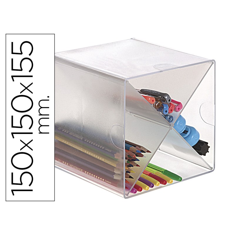 Archicubo archivo 2000 aspa organizador modular apilable plastico 150x150x150 mm incluye dos clips sujecion
