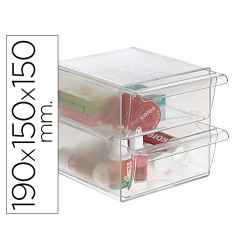 Archicubo archivo 2000 2 cajones organizador modular plastico 190x150x150 mm incluye 2 clips de sujecion