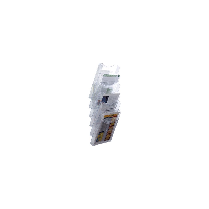Expositor mural archivo 2000 de pared 6 bandejas din a4 transparente 190x235x685 mm separadores moviles ajustables