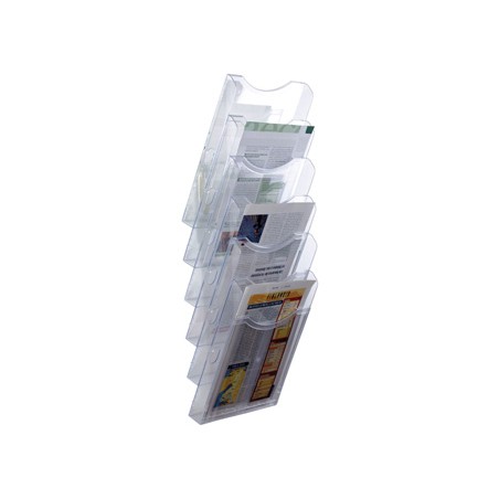 Expositor mural archivo 2000 de pared 6 bandejas din a4 transparente 190x235x685 mm separadores moviles ajustables