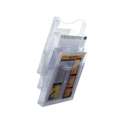 Expositor mural archivo 2000 de pared 3 bandejas din a4 transparente 105x235x445 mm separadores moviles ajustables
