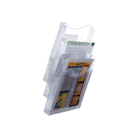 Expositor mural archivo 2000 de pared 3 bandejas din a4 transparente 105x235x445 mm separadores moviles ajustables