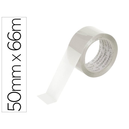 Cinta adhesiva q-connect polipropileno transparente 66 m x 50 mm para embalaje bajo ruido