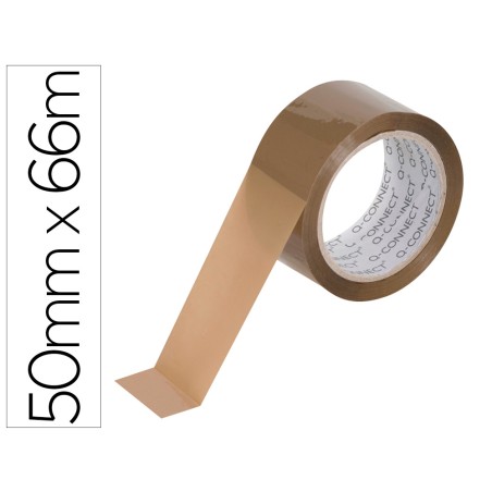 Cinta adhesiva q-connect polipropileno havana 66 m x 50 mm para embalaje bajo ruido