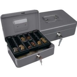 Caja caudales q-connect 10" 250x180x90 mm plata con portamonedas