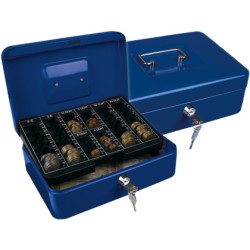 Caja caudales q-connect 10" 250x180x90 mm azul con portamonedas