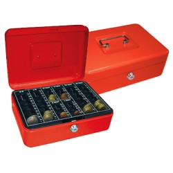 Caja caudales q-connect 10" 250x180x90 mm roja con portamonedas