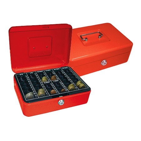 Caja caudales q-connect 10" 250x180x90 mm roja con portamonedas