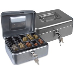 Caja caudales q-connect 8" 200x160x90 mm plata con portamonedas