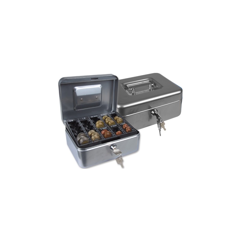 Caja caudales q-connect 8" 200x160x90 mm plata con portamonedas