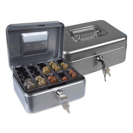 Caja caudales q-connect 8" 200x160x90 mm plata con portamonedas