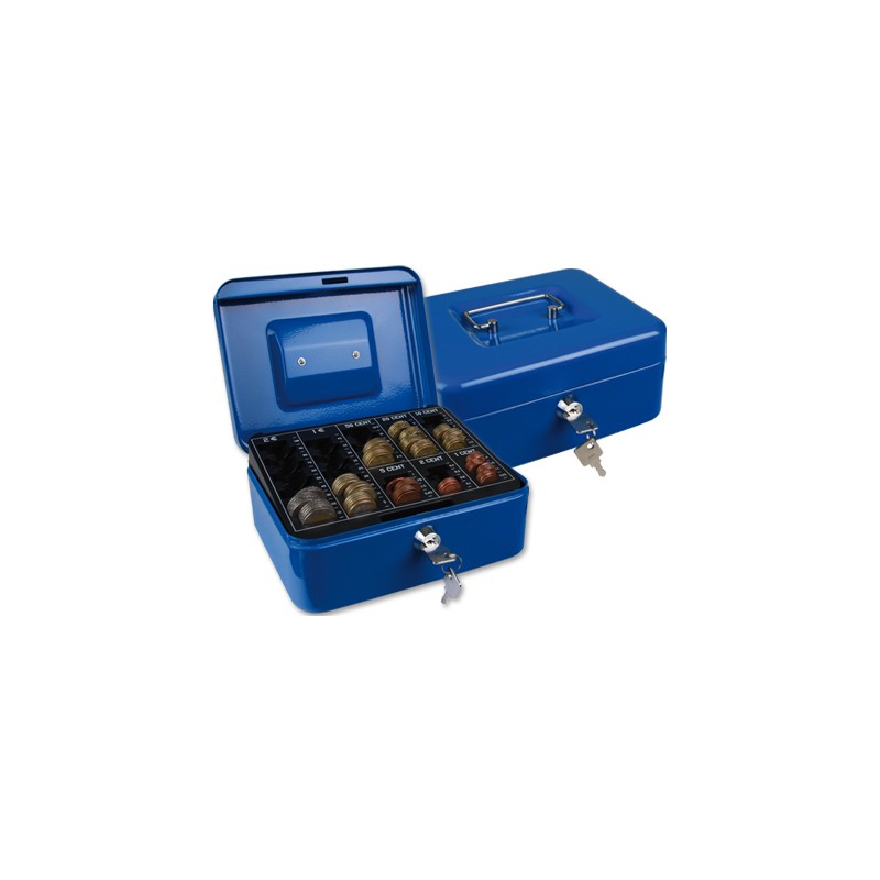 Caja caudales q-connect 8" 200x160x90 mm azul con portamonedas Caja caudales q-connect 8" 200x160x90 mm azul con portamonedas